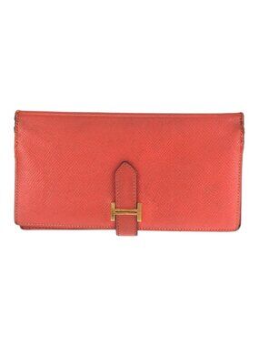 Hermes Bearn Soufflet Orange Field Gold Veau Epsom Wallet